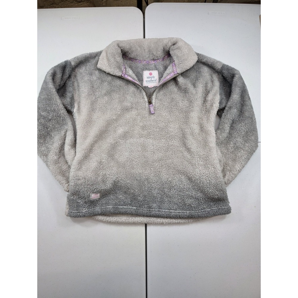 Simply Southern Size Large Ombre pull Soft Fleece Quarter Zip Pullover